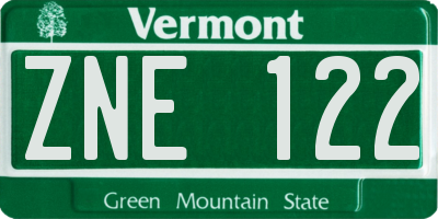 VT license plate ZNE122