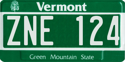 VT license plate ZNE124