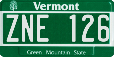 VT license plate ZNE126