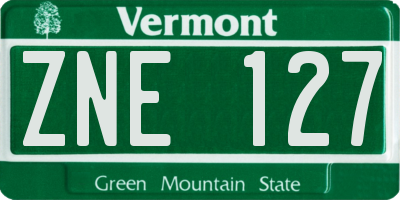 VT license plate ZNE127