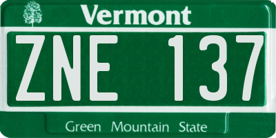 VT license plate ZNE137
