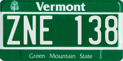 VT license plate ZNE138