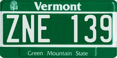 VT license plate ZNE139
