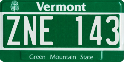 VT license plate ZNE143