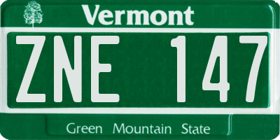 VT license plate ZNE147