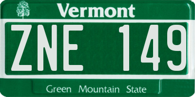 VT license plate ZNE149