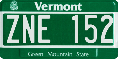VT license plate ZNE152