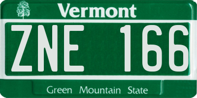 VT license plate ZNE166