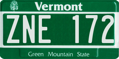 VT license plate ZNE172