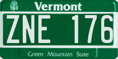 VT license plate ZNE176