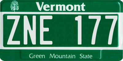VT license plate ZNE177