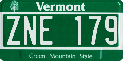 VT license plate ZNE179
