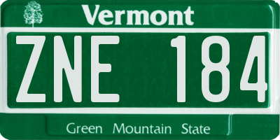 VT license plate ZNE184