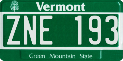 VT license plate ZNE193