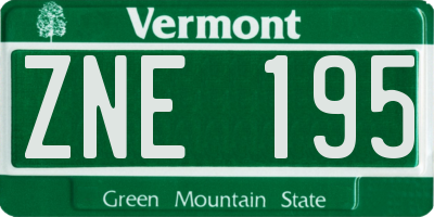 VT license plate ZNE195
