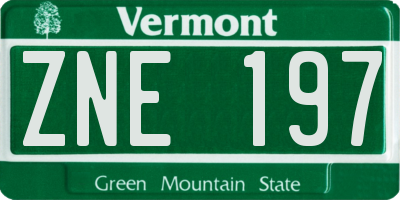 VT license plate ZNE197