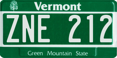 VT license plate ZNE212