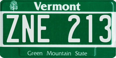 VT license plate ZNE213