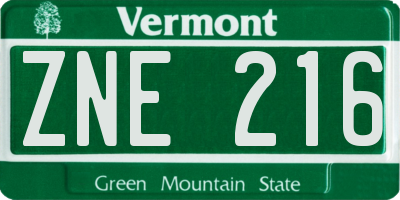 VT license plate ZNE216