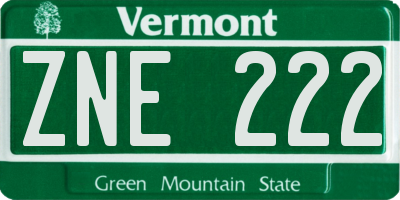 VT license plate ZNE222