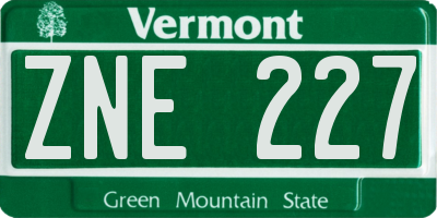 VT license plate ZNE227