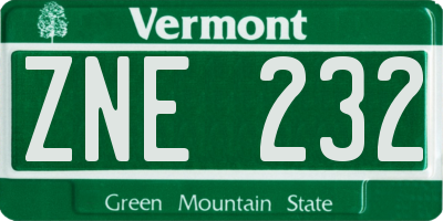 VT license plate ZNE232