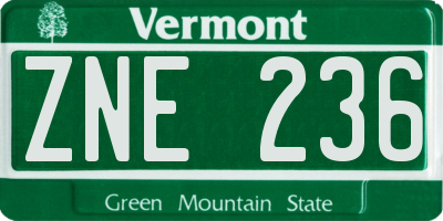 VT license plate ZNE236