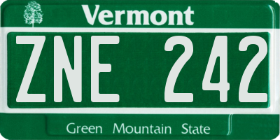 VT license plate ZNE242