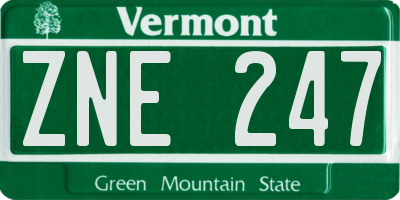 VT license plate ZNE247