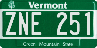 VT license plate ZNE251