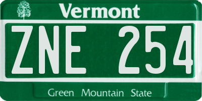VT license plate ZNE254