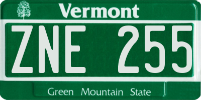 VT license plate ZNE255