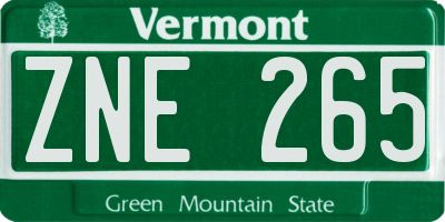 VT license plate ZNE265
