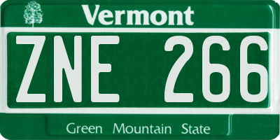 VT license plate ZNE266
