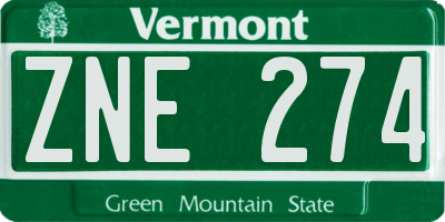 VT license plate ZNE274