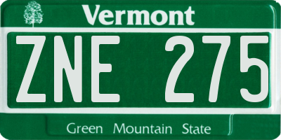 VT license plate ZNE275