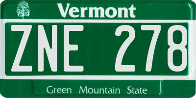 VT license plate ZNE278