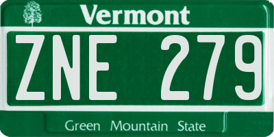 VT license plate ZNE279