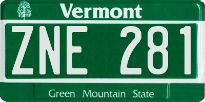 VT license plate ZNE281