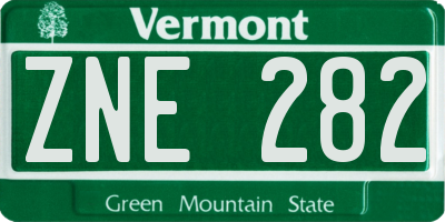 VT license plate ZNE282