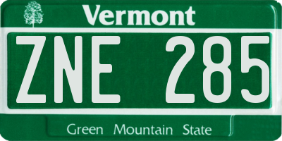 VT license plate ZNE285