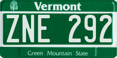 VT license plate ZNE292