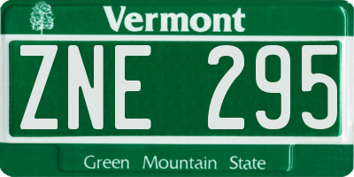 VT license plate ZNE295