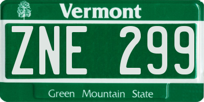 VT license plate ZNE299