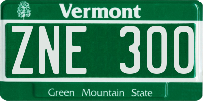 VT license plate ZNE300