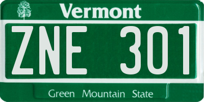 VT license plate ZNE301
