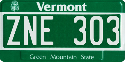 VT license plate ZNE303