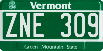 VT license plate ZNE309