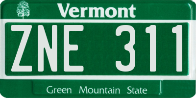 VT license plate ZNE311