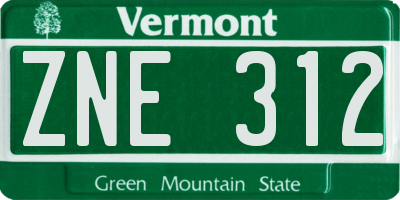 VT license plate ZNE312